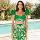 Ruffle Green Floral Swimsuit