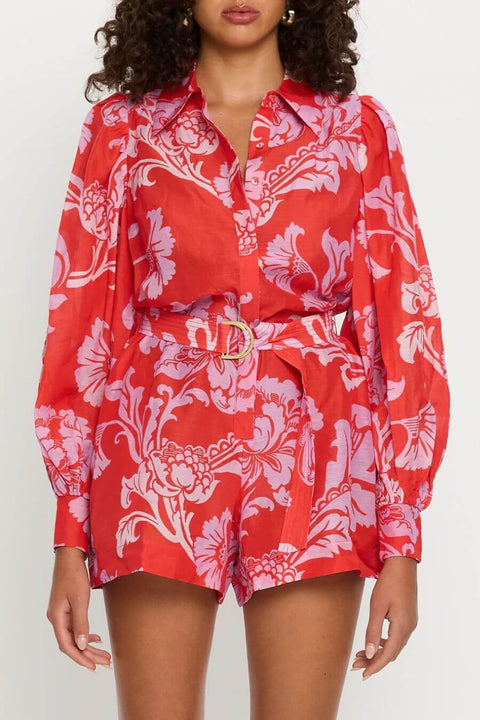 Tropical Bloom belted Romper