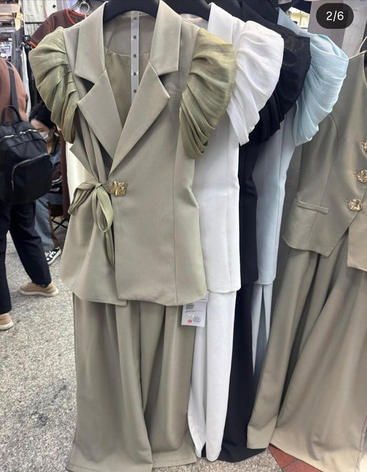 Statement Ruffle Blazer Cords Set