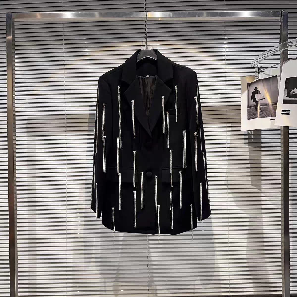 Luxury Rhinestone Fringe Blazer