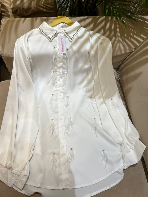 Crystal Embellished Fur Luxe Shirt