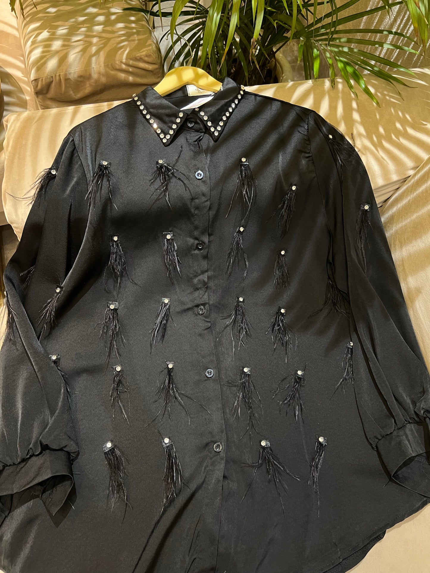 Crystal Embellished Fur Luxe Shirt