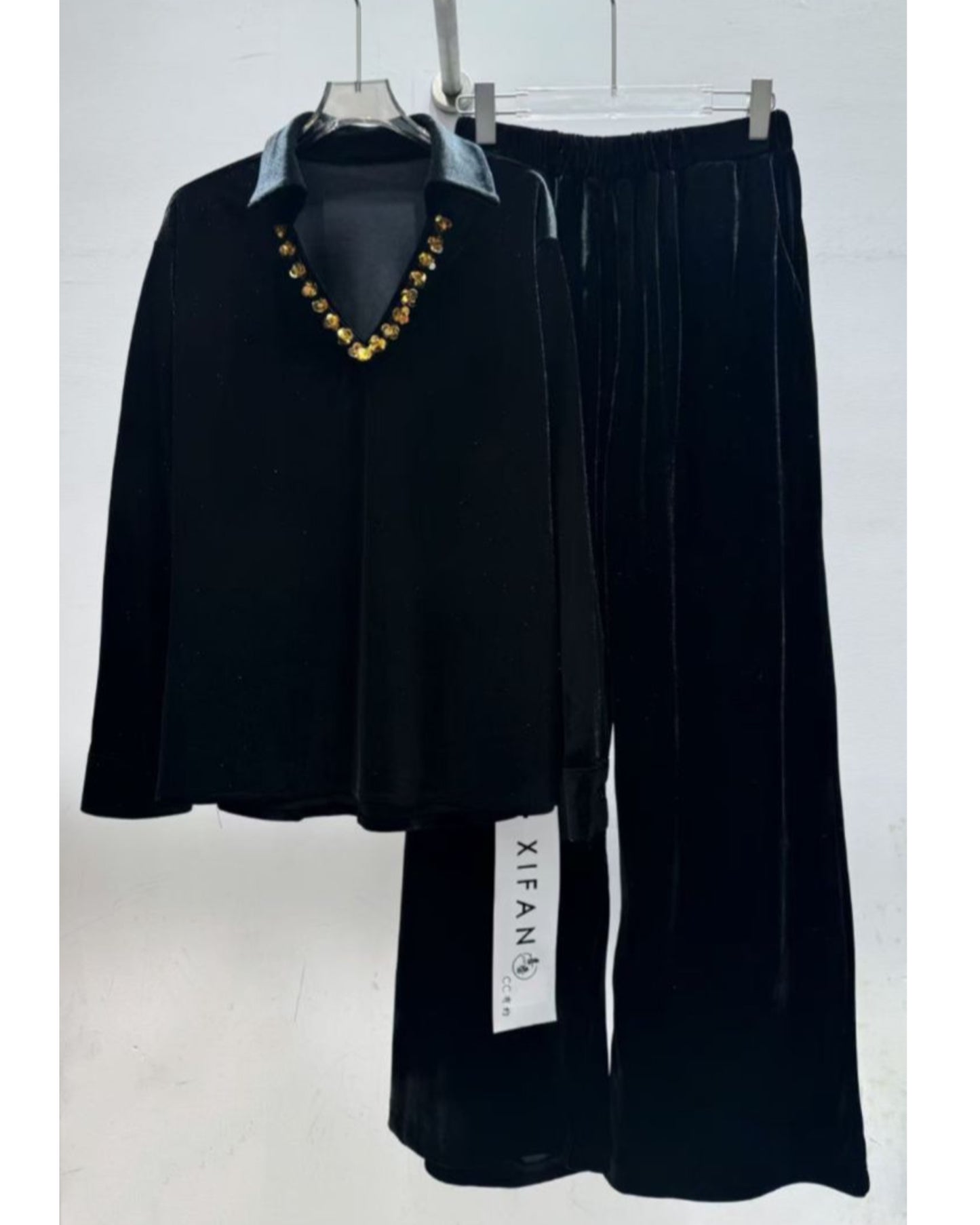 Noir Glam Velvet Cords Set