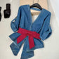 Denim Bow Bluose