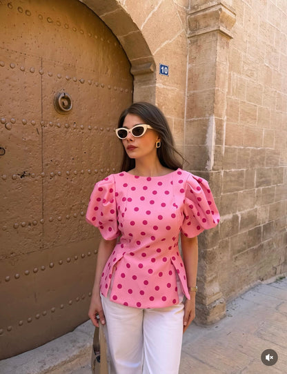 Pink Polka Dot Affair Top
