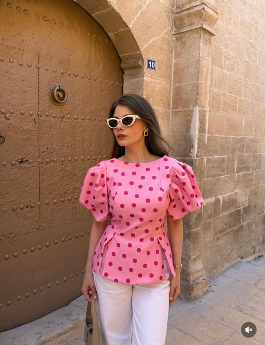 Pink Polka Dot Affair Top