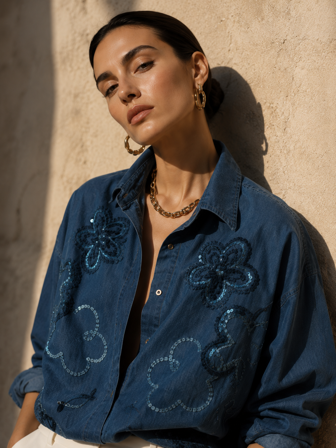 Elica Embellished Denim Shirt
