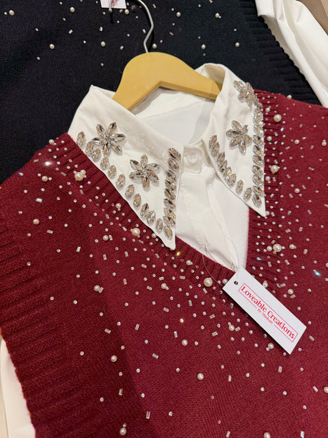 Starlume Pearl Knit Shirt Set