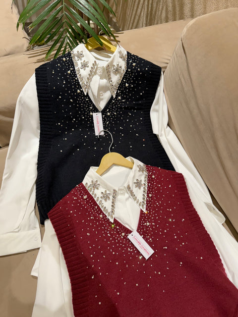 Starlume Pearl Knit Shirt Set