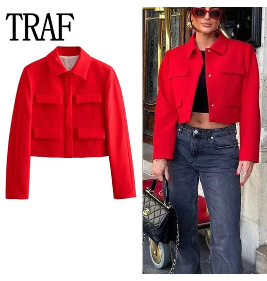 Red Cropped Blazer