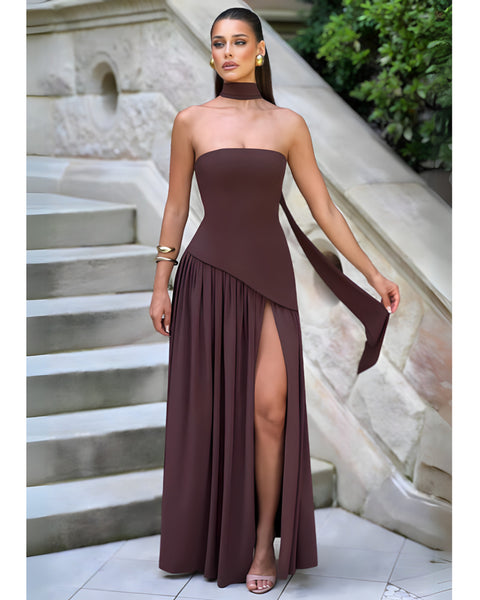 Cocoa Luxe Slit Dress