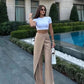 High waist wide leg pants