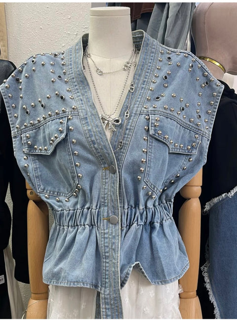 Denim Embellish Bluose