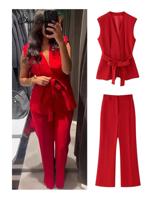 Alala Red Blazer Pant Set