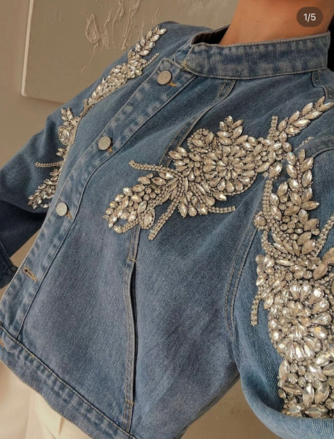 Sapphire Petal Luxe Denim Jacket