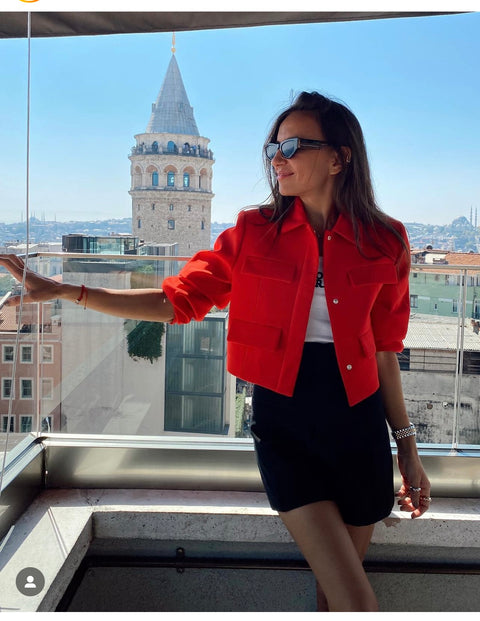 Red Cropped Blazer