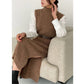 Dazy Sleeveless Long Knit Dres with Belt