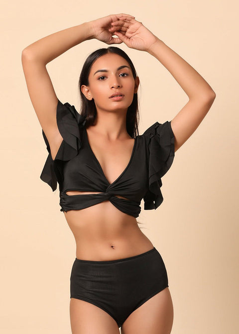 Flax Ruffle Bikini with sarong set