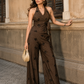 Mocha Fleur Halter Cords Set