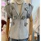 3d flower embellished blazer