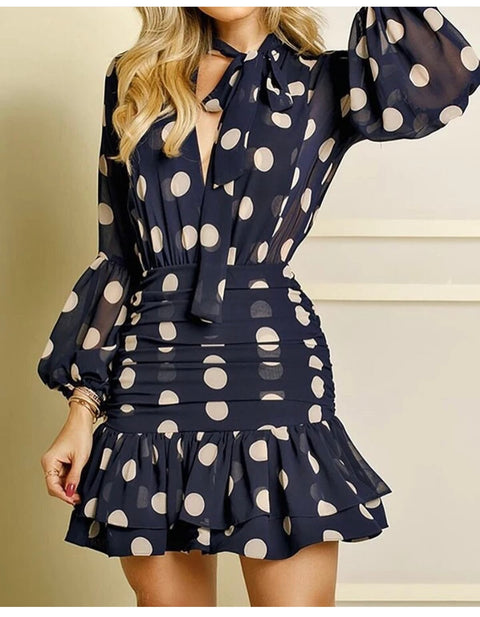 Polka dot backless dress