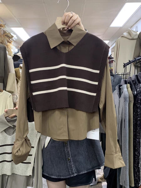 Spring autumn sweater with shirt