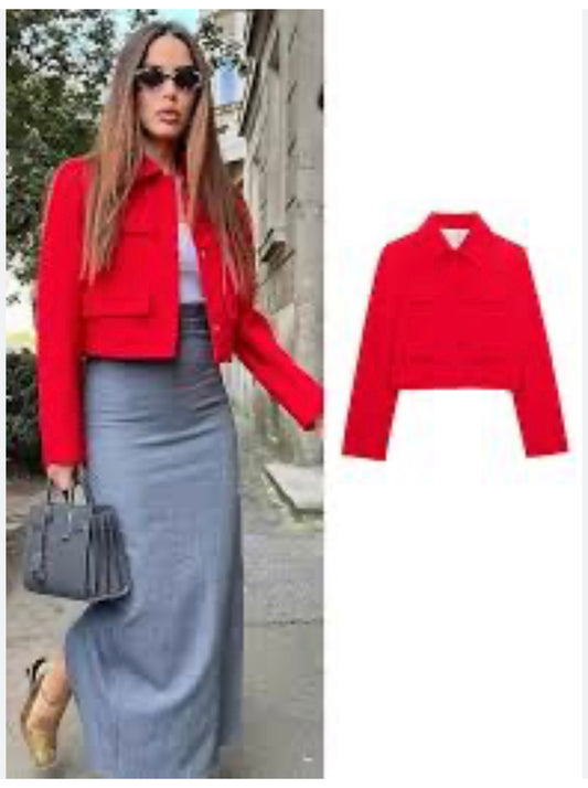 Red Cropped Blazer