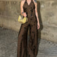 Mocha Fleur Halter Cords Set