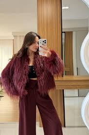 Wine Fur Luxe Jacket