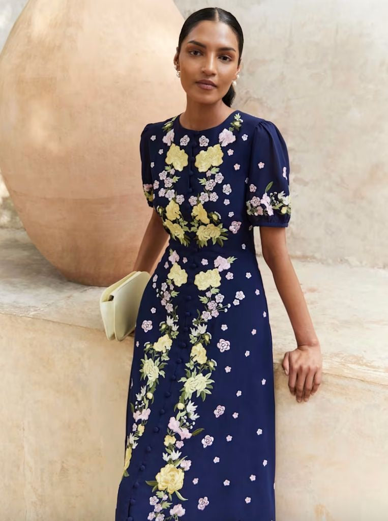 Sapphire Blossom Maxi Dress
