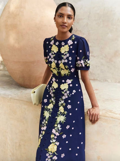 Sapphire Blossom Maxi Dress
