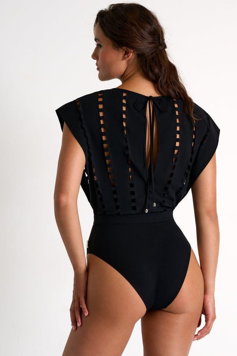 Lazer Cut bodysuit with shorts