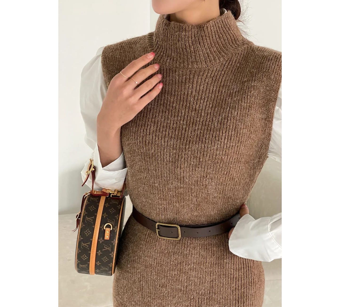 Dazy Sleeveless Long Knit Dres with Belt