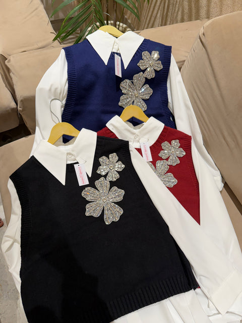 Luna Bloom Knit Shirt Set