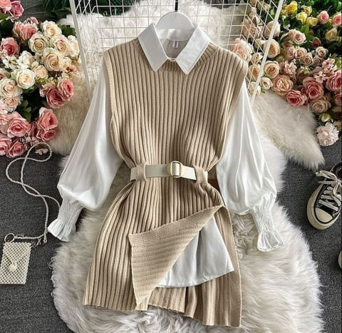 Fushion warm shirt dress