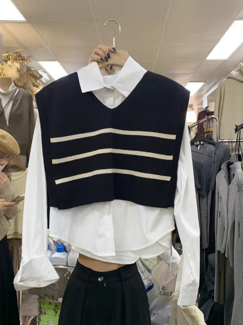Spring autumn sweater with shirt