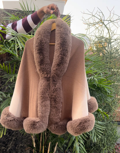 Naira Faux Fur Shawl /Cape