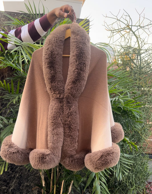 Naira Faux Fur Shawl /Cape