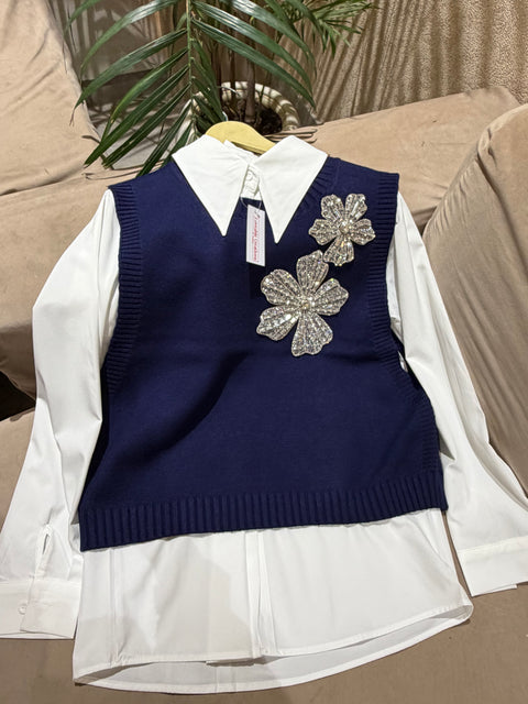 Luna Bloom Knit Shirt Set