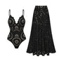Maio Flower 2 Pc Swimsuit Set (Black)