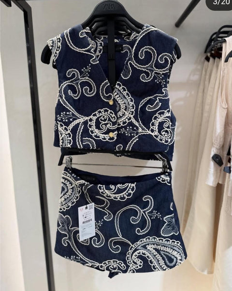 Indigo paisley Cords Set