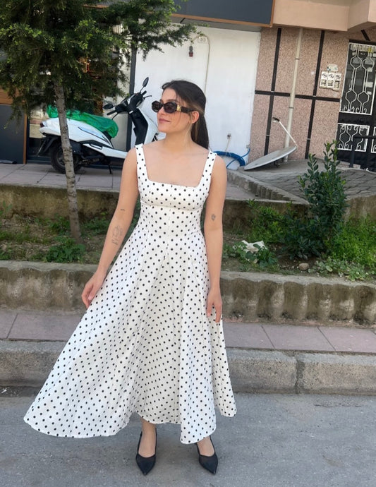 Noir Polka Flare Dress