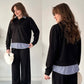 Stripe collar luxe cordset