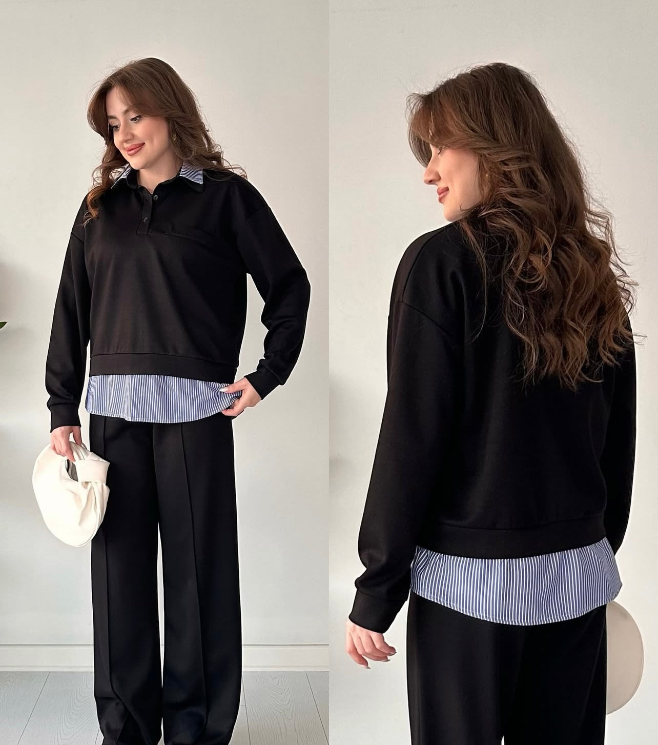 Stripe collar luxe cordset
