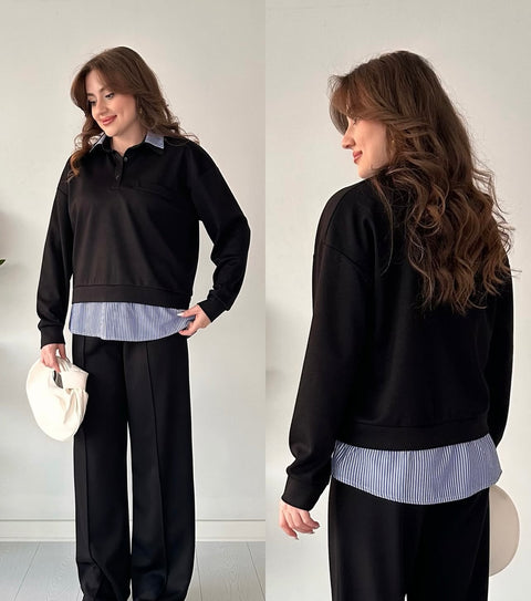 Stripe collar luxe cordset