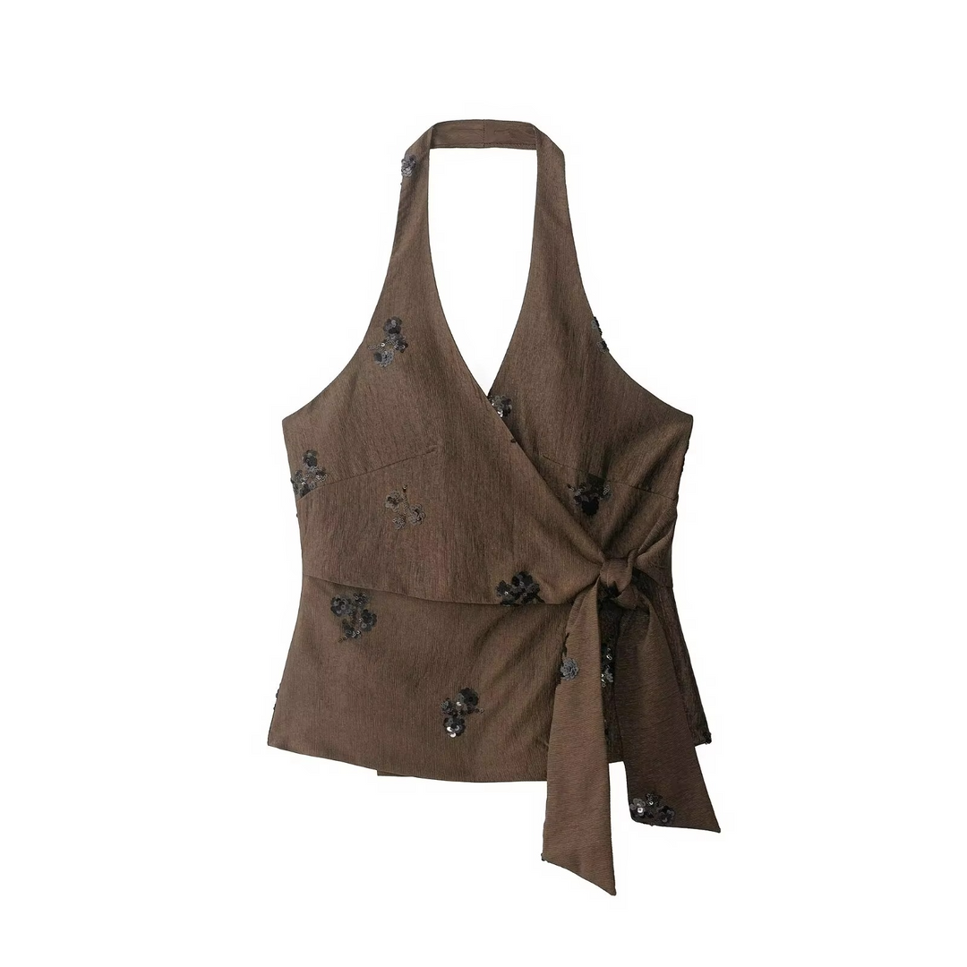 Mocha Fleur Halter Cords Set