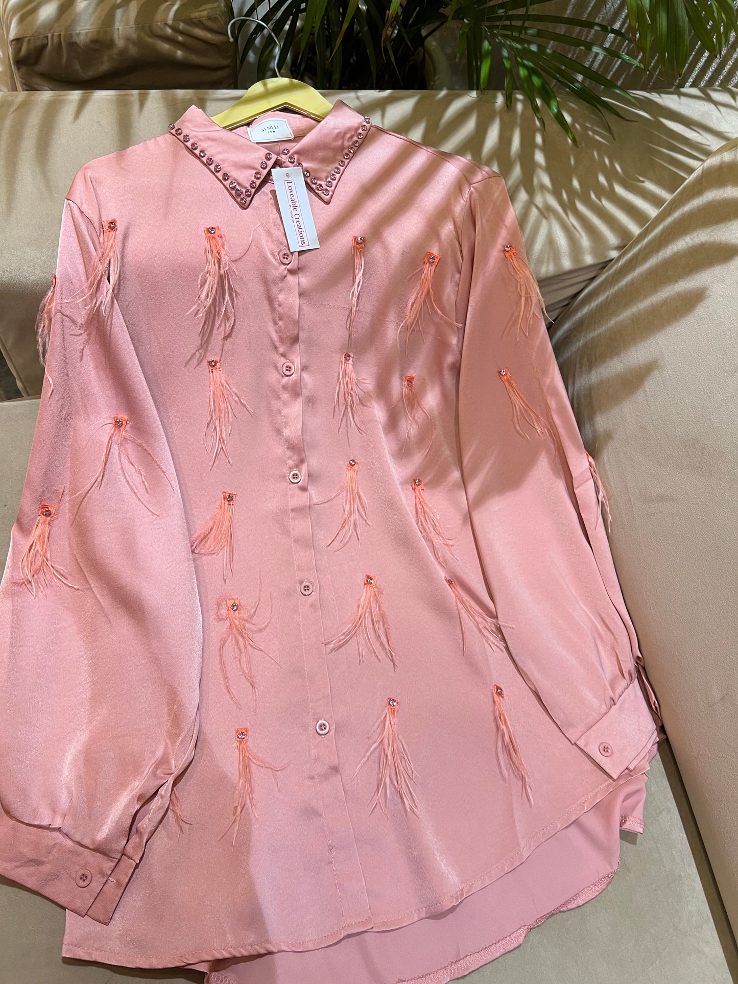 Crystal Embellished Fur Luxe Shirt