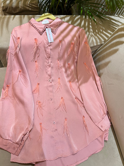 Crystal Embellished Fur Luxe Shirt