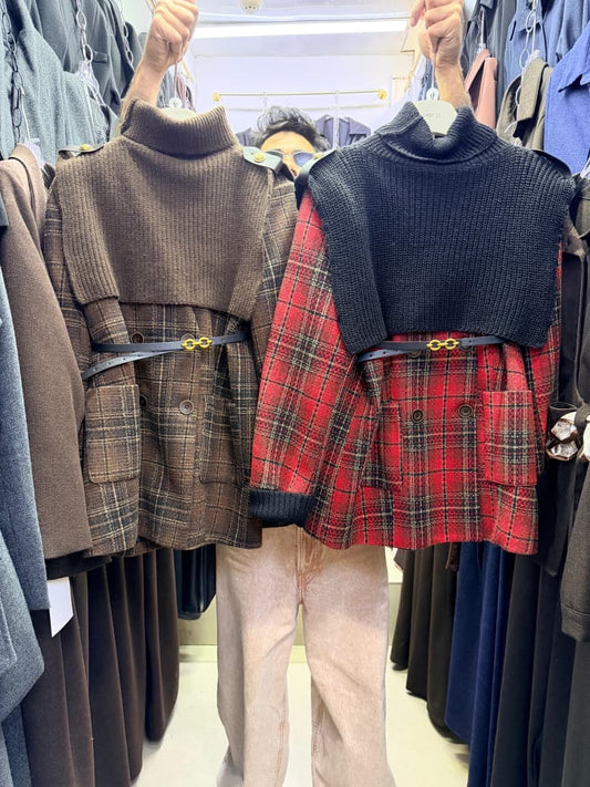 Ember Check Knit Coat