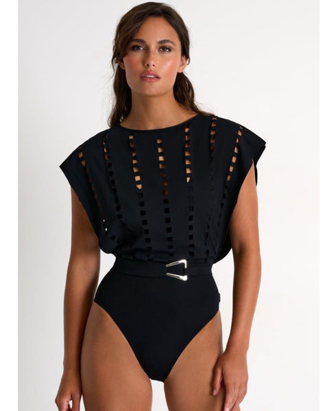 Lazer Cut bodysuit with shorts